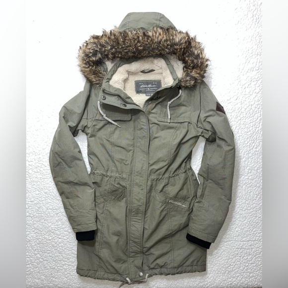 Eddie Bauer Jackets & Blazers - Eddie Bauer Ladder Creek High-Pile Olive Parka with Faux Fur Trim Women's XS